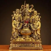 匠俱 五路財神爺擺件 19x11.5x25.5cm 招財聚寶盆供奉神像 客廳店鋪公司喬遷開業禮品