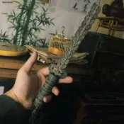 🔥臺灣爆火🔥小劍編織龍泉劍越王勾劍骨劍芯定製加長版編織單排銅錢劍