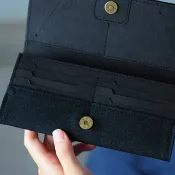 極黑 全黑款帆布紙長夾-超輕量皮夾 錢包/可水洗紙 天然纖維製作
