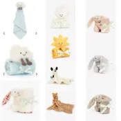 ‼️現貨🇬🇧英國 正品 Jellycat 娃娃安撫巾 碎花 粉色 拿鐵 兔子 兔兔 小羊 龍年 太陽 月亮 雲朵 安撫巾
