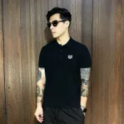 美國百分百【全新真品】KENZO 高田賢三 POLO衫 男款 短袖上衣 老虎 logo 黑色 CU24