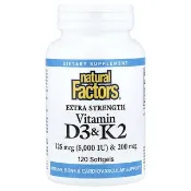 【iHerb】Natural Factors, Vitamin D3 & K2, 120 Softgels