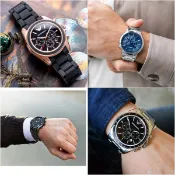 EMPORIO ARMANI阿曼尼  質感紳士風三眼計時皮錶/鋼錶 【 Watch On-line Store 】