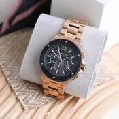 【Michael Kors】經典LOGO三眼撞色大錶框不鏽鋼時尚腕錶(玫瑰金 45mm)