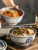 宜家二居 中式青花瓷高腳加厚牛肉面碗湯碗螺螄粉碗炸醬面碗商用碗大容量