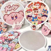 💖 熱賣  💖卡通反光板摺疊扇隨身攜帶兒童團扇夏天可愛小扇子便攜收納反光板摺疊扇子拍照小圓扇手持扇隨身口袋扇便攜擋光