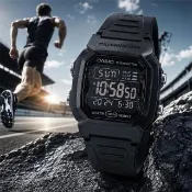 【CASIO 卡西歐】W-800H-1B(100米防水 休閒運動 大顯示面)