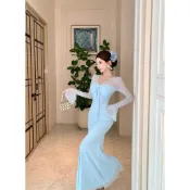 💫小宇宙Studio💫實拍  辣妹設計感喇叭袖魚尾裙