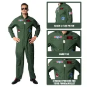 Moive Top Gun:小牛連身衣套裝角色扮演服裝萬聖節男女通用飛行員美國空軍軍事風格航空制服