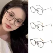 MoonDy 眼鏡女 黑框眼鏡 眼鏡框 眼鏡架 素顏眼鏡 透明眼鏡 韓版眼鏡 顯小臉 純鈦眼鏡 文青眼鏡 圓眼鏡框 無度數眼鏡 031