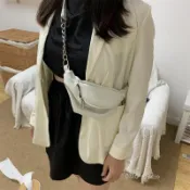 【在臺現貨秒發]韓版女生斜挎包 軟皮腰包 手機包包 單肩包 餃子包 鏈條包 簡約包包