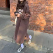 【XL-8XL大尺碼】免運🎀 冬季連衣裙 大尺碼冬季連衣裙 特大碼300斤衛衣長裙女秋冬胖MM寬鬆韓版加絨加厚連帽長款
