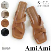 【AmiAmi】日本女鞋品牌 夏日質感 渡假穿搭首選 扭結平底拖鞋方頭交叉 都會大人感 平底涼鞋MJ4113日系日貨