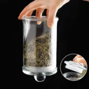 楓林宜居 加厚多功能玻璃茶葉罐儲物罐大號透明圓形帶蓋干果雜糧花茶密封罐