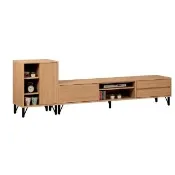 【WAKUHOME 瓦酷家具】GRACE 北歐栓木6尺電視櫃+1.6尺展示櫃 B001-586+587