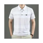  (店+)polo衫男冰絲涼感衣透氣polo衫短袖上衣男士速乾工作衫翻領上衣商務休閒上衣中年爸爸吸濕排汗男裝運動寬鬆彈力短袖口袋男