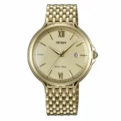 大高雄鐘錶城 ORIENT 東方錶 CLASSIC DESIGN系列 (FUNF7003C) 懷舊復古風石英錶 五珠鍊帶 金色 40.5mm｜樂天領券現折★全館特惠中★指定刷卡回饋10%