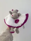 法國Doudou et Compagnie安撫巾河馬造型，帶蝴諜結適合寶寶安撫、收藏可郵寄不議價