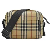 【BURBERRY 巴寶莉】帆布Paddy 格紋拉鍊斜背包側背包