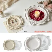 【腦包手作】歐式復古花邊托盤模具 圓形歐式復古花邊托盤模具 巴洛克浮雕香薰石膏模具 碟子模具 矽膠模具 石膏模具