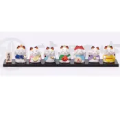(店+)七福神 招財貓 錦彩陶器吉祥物 緣起物 日本藥師窯 4x22x0.5cm kc998