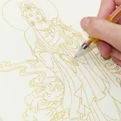 【哆啦A夢的百寶屋】白描佛像觀音菩薩描金地藏王阿彌陀佛描像 唐卡涂色貼金手繪畫冊
