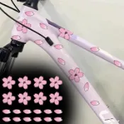 櫻花卡通自行車貼紙 山地公路車下管前叉專用貼 車架 DIY 創意防水個性裝飾貼膜 車貼