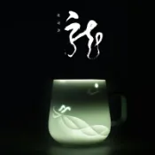 協貿國際日用品生活7館 山水間龍鳳玲瓏杯景德鎮陶瓷杯馬克杯家用辦公創意中國風杯子定制