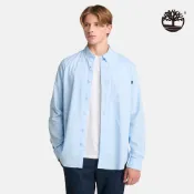 Timberland 男款天藍色牛津長袖襯衫|A6AWMB02