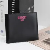 Givenchy 印字LOGO滑面牛皮簡約對開式短夾(黑)