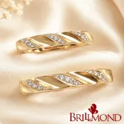 【BRILLMOND】男女對戒 14K黃金 天然鑽石 金旋男女對戒(男女戒任選 厚實戒台)
