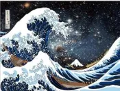 日式浮世繪沖浪超大墻布裝飾掛毯幢頭臥是客廳背景布值波加大壁毯吉星家居級