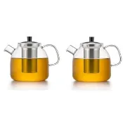 【LINOX】花茶壺1300ML -2入組(養生壺泡茶壺 高硼硅玻璃壺 茶壺 玻璃水壺 把手水壺  耐熱壺 可直火加熱)