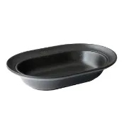 【STAUB】DINING LINE 靜謐黑橢圓陶瓷深餐盤25cm(德國雙人牌集團官方直營)