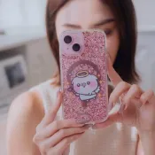 (店+)【Dearcase】聯名 天使萌萌豬 閃耀玫瑰金貝拉殼MagSafe - iPhone 15/14/Pro/Max 防摔手機殼(MagSafe 客製化手機殼 軍規防摔 金箔手機殼)