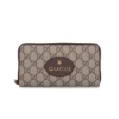 【GUCCI 古馳】Neo GG Supreme 虎頭 帆布 皮革 皮夾 卡夾 長夾 米色 烏木色 黃色 473953