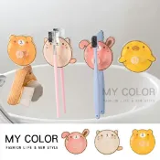Mycolor 牙刷架 掛勾 掛鉤 掛鈎 掛架 矽膠 筆架 夾子 架子 置物架 收納架 壁掛式 浴室 廚房 瀝水架 文具 防塵 免釘 瀝水 防水 卡通壁掛牙刷架 ♚MY COLOR♚【J043】