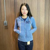 美國百分百【Abercrombie & Fitch】連帽棉外套 AF 外套 麋鹿 長袖 女 藍灰 M號 H142 治裝激推