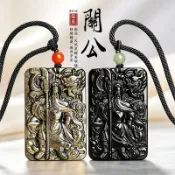 【大師開光】收藏級 金曜石 黑曜石項鍊｜武財神 關聖帝君 關公吊墜｜關羽 關二爺 多款式可選丨招財鎮宅 阻擋晦氣