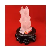 (店+)【吉祥開運坊】桃花系列【星光粉晶狐仙 狐狸 粉晶狐仙擺件有大小尺寸 附實木座】開光