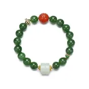 【巴黎精品】現貨+預購 和闐玉手鍊南紅串珠女手珠平安擋煞防小人轉運淨化招財開運(10mm碧玉白玉鑲鑽p1ax43)