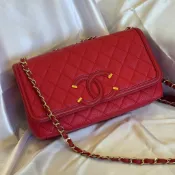 CHANEL Vanity WOC 紅色金鍊荔枝牛皮