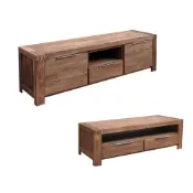 【新生活家具】《法蘭克》相思木 半實木 電視櫃 6尺 大茶几 140cm 床架 鋼刷面立體紋 工業風 集成材