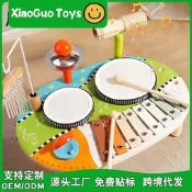 【精品臻選】木質早教兒童音樂啟蒙多功能架子鼓敲琴風鈴打擊樂器益智玩具早教樂器 幼兒啟蒙樂器 孩童入門樂器 嬰兒音樂樂器