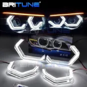 LED水晶光圈適用寶馬BMW E90 E60 F30 F34 F80 F82專用菱形天使眼白光LED日行燈汽車大燈改裝