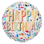 派對城 現貨【18吋鋁箔氣球(不含氣)-歡樂碎花生日】 歐美派對 生日氣球 鋁箔氣球  派對佈置 拍攝道具
