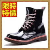 馬丁靴女中筒靴子-英倫風漆皮圓頭真皮女鞋子2色65d52【獨家進口】【米蘭精品】