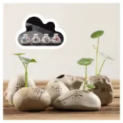 【☘️禪意 仿石花器｜小花插】粗陶盆 中國風 水培 花瓶 姆指盆 陶瓷盆 多肉 花盆 盆栽 園藝 砂盆 桌面擺件
