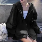 【ONEY 歐妮】★連帽拉鍊韓版oversize衛衣外套(女上衣/長袖/休閒外套)