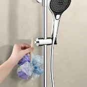 【悅浴良品】升級掛勾款 通用型蓮蓬頭滑桿底座(免拆淋浴桿 花灑升降支架 蓮蓬頭掛架 可調式蓮蓬頭架)